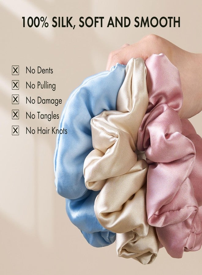 LILYSILK Large Mulberry Silk Scrunchies for Hair Sleeping Big Hair Ties Women's 100% Silk Ponytail Holders Oversized Scrunchies Jumbo Giant Rosy Pink - Image 5